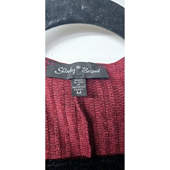 SLINKY BRAND Wine Red Long Sleeveless Open Front Women Cardigan (M) - Picture 2 of 4
